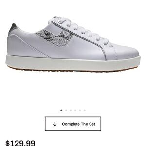 FootJoy Women's White Athletic Sneaker with Gray Snake-Print Accent new without